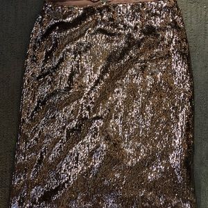 JCrew Rose Gold Sequin Pencil Skirt